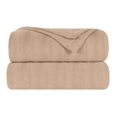 Clara Cotton Textured Jacquard Striped Lightweight Woven Blanket